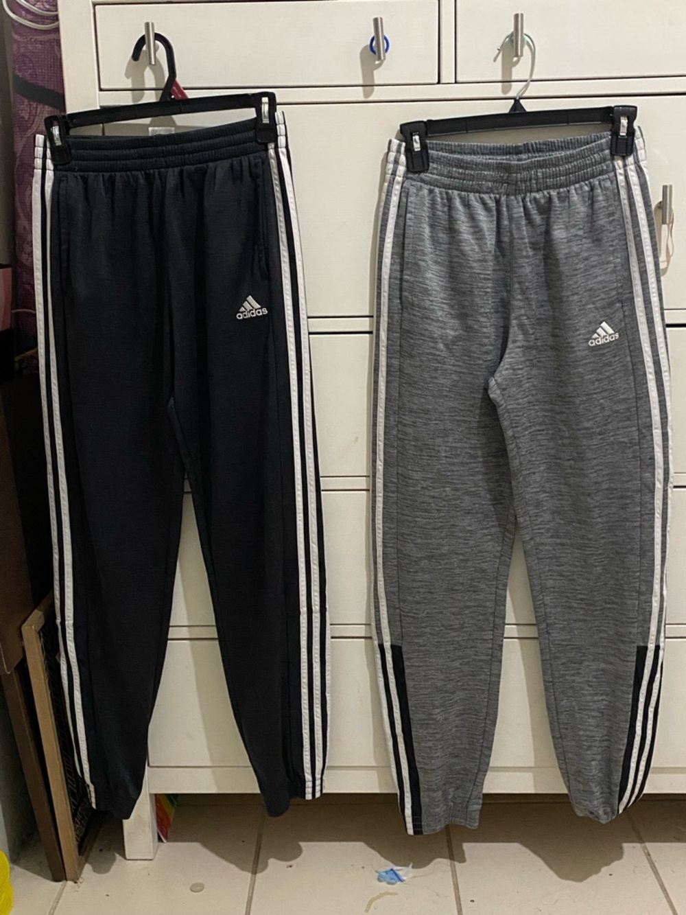 adidas Kids Sweatpants in Black and Gray with White Stripes